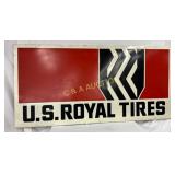 1969 Embossed U.S. Royal Tires Sign with Wooden Fr