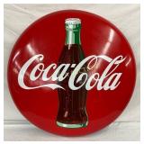 36-Inch Porcelain Coca-Cola Button Sign with Bottl