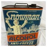 2-Gallon Snowman Brand Alcohol Anti-Freeze Tin Can