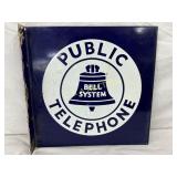 Double-Sided Porcelain Flange Sign: Bell System Pu