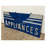 Blue Porcelain Sign  Milk Glass Letters