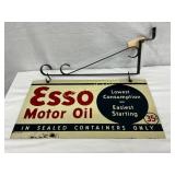 Vintage Esso Motor Oil Tin Advertising Sign with H