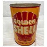 Golden Shell Motor Oil Five Quart Can, Full With O