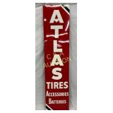 NOS Atlas Tires Vertical Tin Sign 1961 17x70