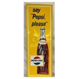 1969 Embossed Vertical Pepsi Sign, 17 x 46 1/2 Inc