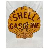 1929 Porc. Double Sided Clam Shell Sign 41 1/2"