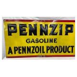 Rare Porcelain 46x25 Pennzip Gasoline Sign
