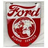 Rare Ford Borne Service Double-Sided Porcelain Sig