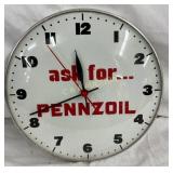 0012-Inch Electric Wall Clock Advertising Pennzoil