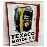 17 1/2 x 23 Porcelain Texaco Motor Oil Flange Sign