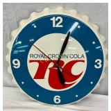 Unusual 18-Inch RC Cola Button Cap Clock