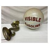 14-Inch Milk Glass Globe with Visible Gasoline