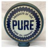 Pure Oil Company Glass Advertising Lens with Metal