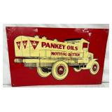 1927 Pankey Oils Metal Advertising Sign, 22 x 14 I