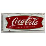 43 x 16 Porcelain Coca-Cola Fishtail Sled Sign