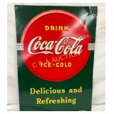 20 x 27 1/2 Coca-Cola Embossed Metal Advertising S