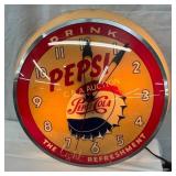 16-Inch Illuminated Pepsi-Cola Advertising Clock w