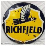 5ft Double-Sided Porcelain Richfield Gasoline Sign