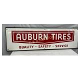 Embossed Auburn Tires Metal Sign 60x19
