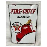12 x 18 Texaco Fire-Chief Gasoline Porcelain Pump