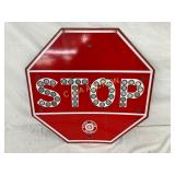 24-Inch Porcelain Stop Sign with Cat Eyes, Marked