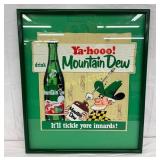 NOS 17 1/2 x 17 Embossed Mountain Dew Easel Back