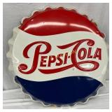 1964 24-Inch Embossed Pepsi-Cola Bottle Cap Sign