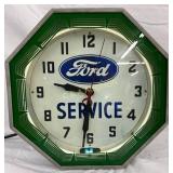 Original Ford Neon Service Clock by Neon Products