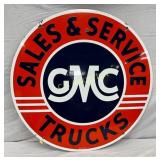 42-Inch Porcelain GMC Sales & Service Trucks Sign