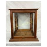 Wood and Glass Display Case with Metal Manufacture