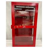 Red Metal Wall-Mounted Lance Cabinet with Glass Do