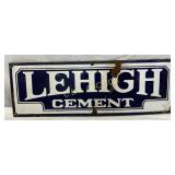 Porcelain Lehigh Cement Advertising Sign, 20" x 7"