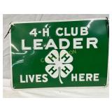 Early 4-H Club Emb Metal Sign, 13 1/2´´ x 9 1/2