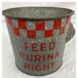 Galvanized Steel Purina Feed Scoop With Red Checke
