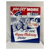 Embossed Esso Advertising Sign with Wood Frame