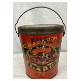 Early 7 1/2" x 8 1/2" Tin Lard Container