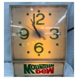 Plastic Mountain Dew Light-Up Clock, 12 x 17