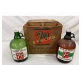 Two 1-Gallon 7-Up Syrup Jugs with Original Cardboa