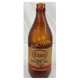 Esso Motor Oil Amber Glass Bottle with Original La