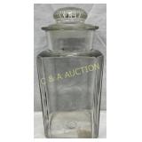 Embossed Glass Gum Jar with Lid, Marked Kis-Me Cu