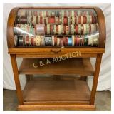 36 x 45-Inch Oak Ribbon Cabinet with Bowed Glass D