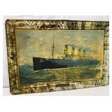 38 x 25 Tin Lithograph Self-Framed of RMS Mauretan