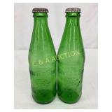 Pair 10 oz. Emb Mountain Dew Glass Bottles