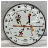 12-Inch Glass-Front Thermometer Featuring Sports I