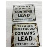 Pair Porcelain Gasoline Pump Plates