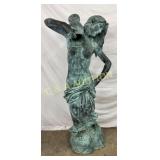 5 1/2-Foot Bronze Lady Statue Fountain With Patina