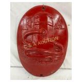 8×11 Cast Iron Firemen Emblem Plaque with Embossed