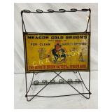 Vintage Meadow Gold Brooms Display Rack with Embos