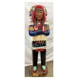 6-Foot Hand-Carved Wooden Store Indian With Painte
