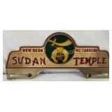 Metal Sudan Temple License Plate Topper, New Bern,